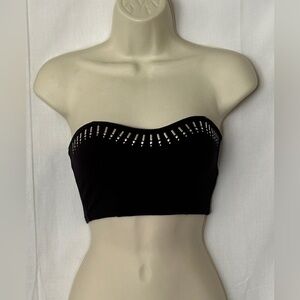 Decree black strapless bandeau top with silver and gold embellishments size XS